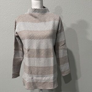 Rachel Zoe Striped Cowl Neck Sweater - Brown and White
